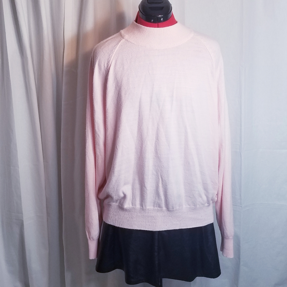Vintage Pastel Pink Mock Neck Soft Girl Sweater 60s/70s sz18